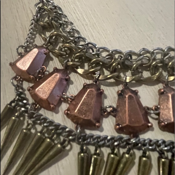 Urban Outfitters chunky linked necklace collar choker spike bib edgy - Picture 4 of 15